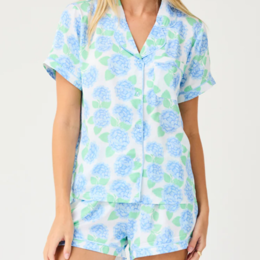 Charlotte Summerfair Blue Satin Shorts Set