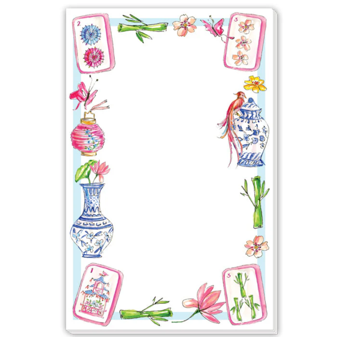 Hand Painted Mahjong Icons Border - Large Notepad
