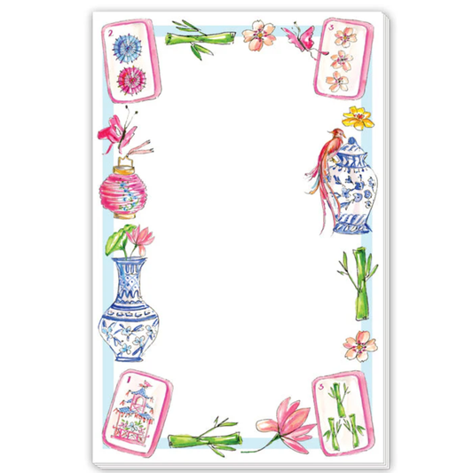 Hand Painted Mahjong Icons Border - Large Notepad