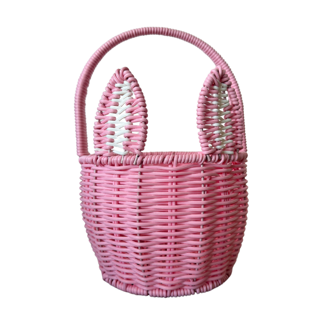 Woven Pink Wicker Easter Basket
