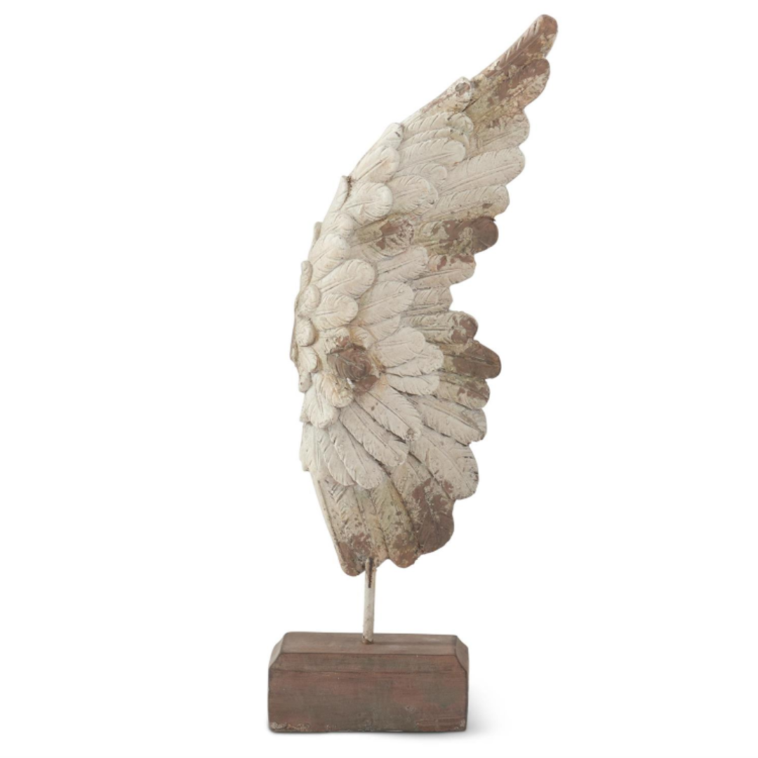 Weathered Cream & Taupe Wing Statue