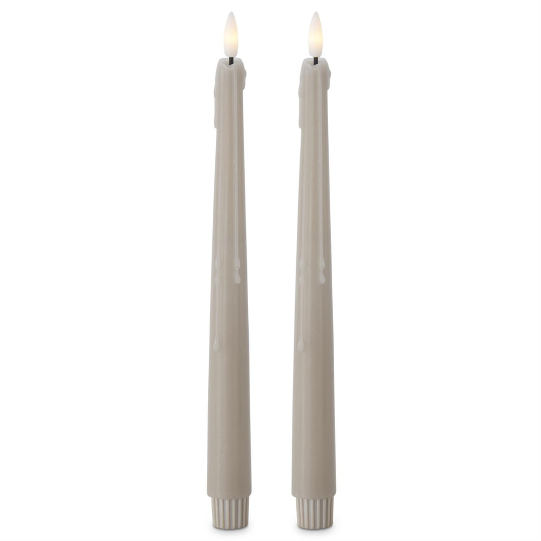 11.5 Inch Taupe LED Drip Taper Candles