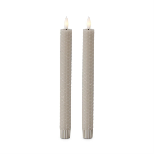 9.75 Inch Taupe Honeycomb LED Taper Candles