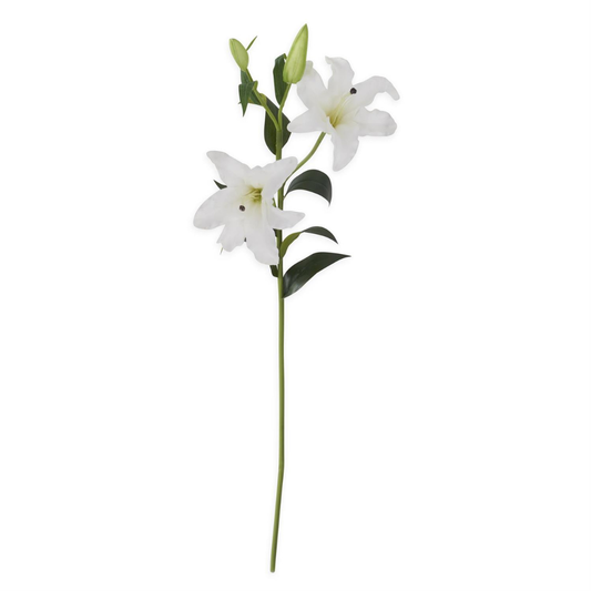 35 Inch White Real Touch Lily Stem