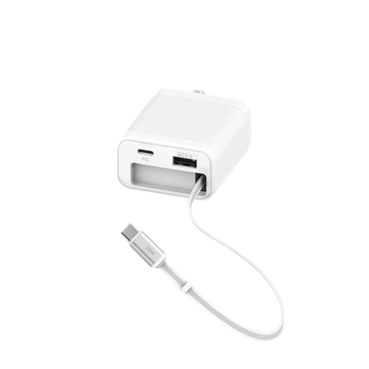 20W Fast Charging Adapter with Retractable Cable