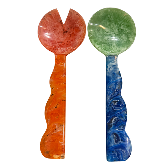 RESIN Rio Bubble Salad Servers (Orange & Blue)