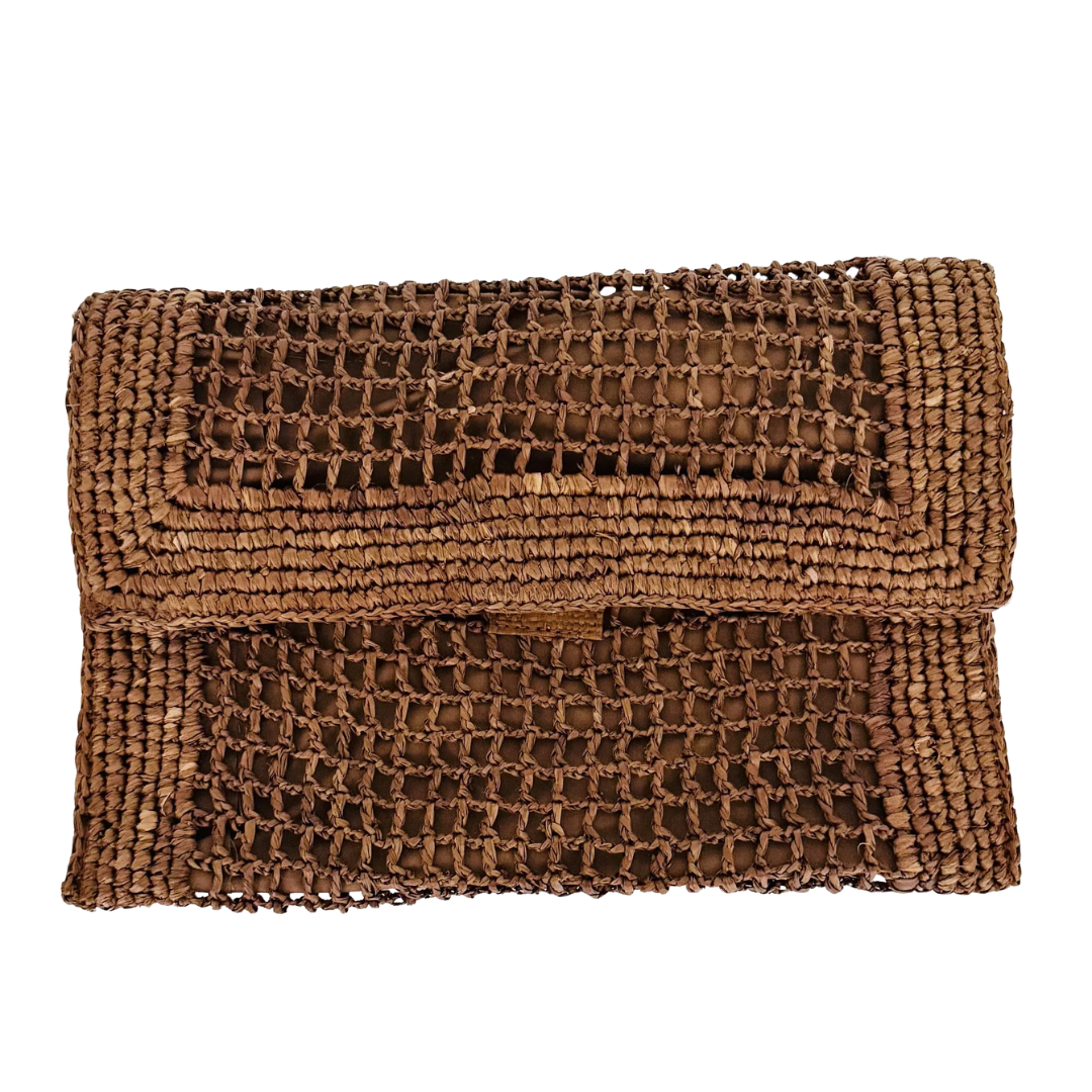 Cinnamon Capri Raffia Clutch
