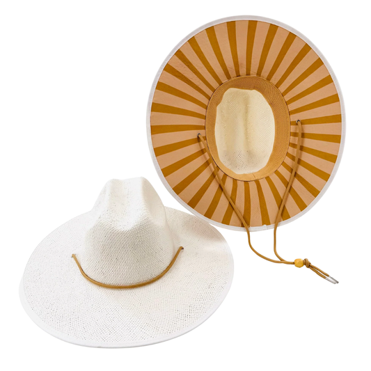 Sun Hat with Striped Underbrim
