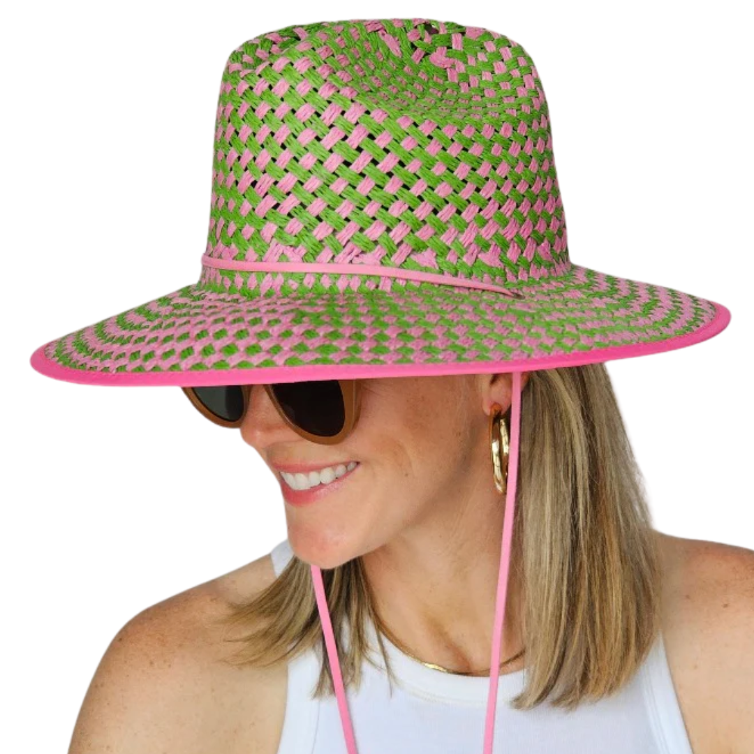 Pink and Green Brim Lifeguard Hat