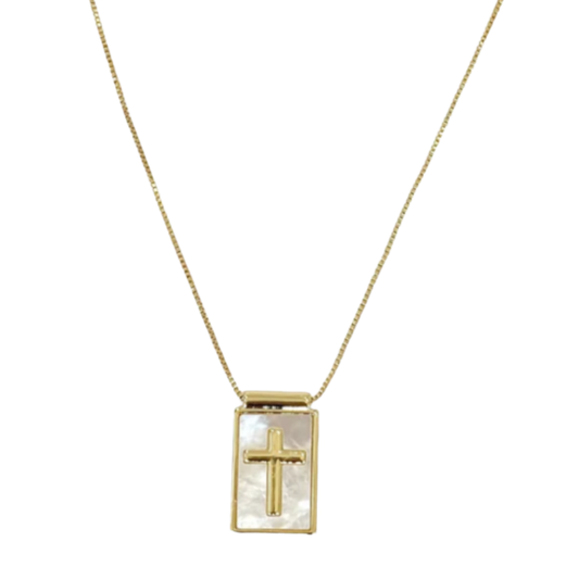 Pearl Shell Cross Necklace