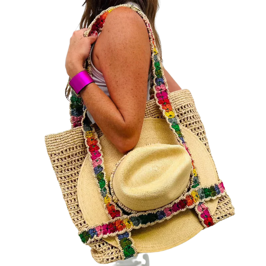 Indie Rainbow Raffia Bag
