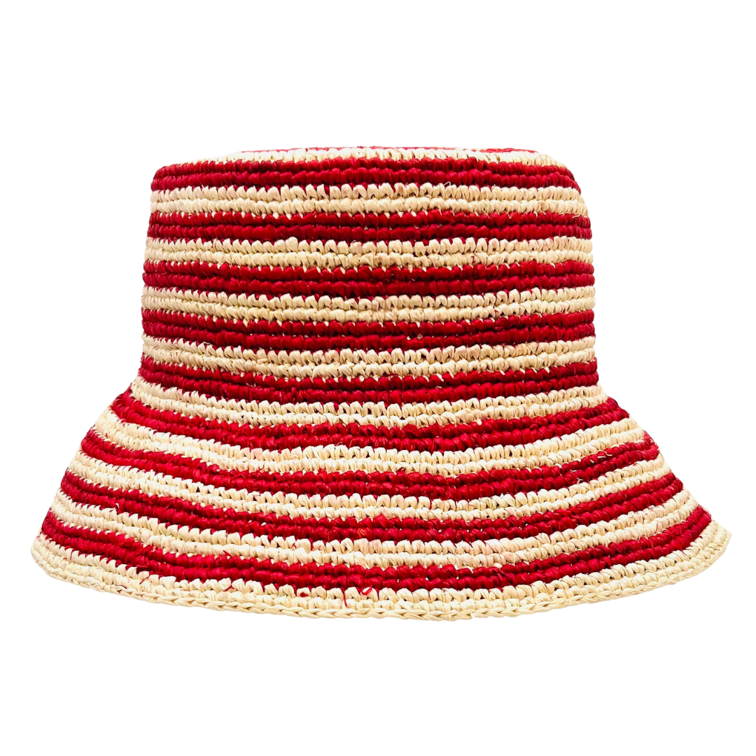 Hay Striped Beau Raffia Bucket Hat