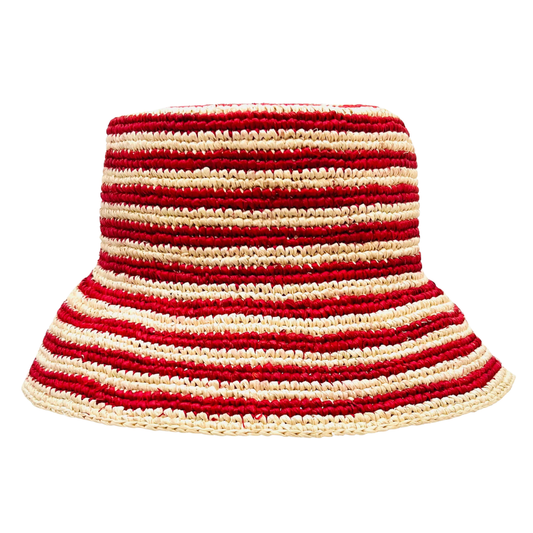 Hay Striped Beau Raffia Bucket Hat