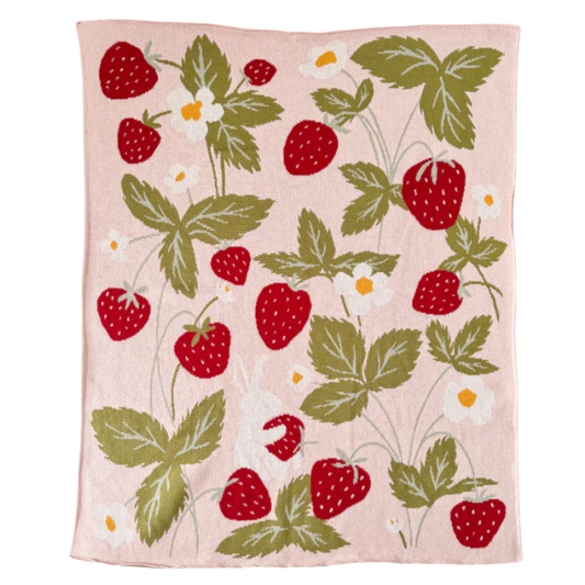 Strawberry Bunny Blanket | Organic Cotton