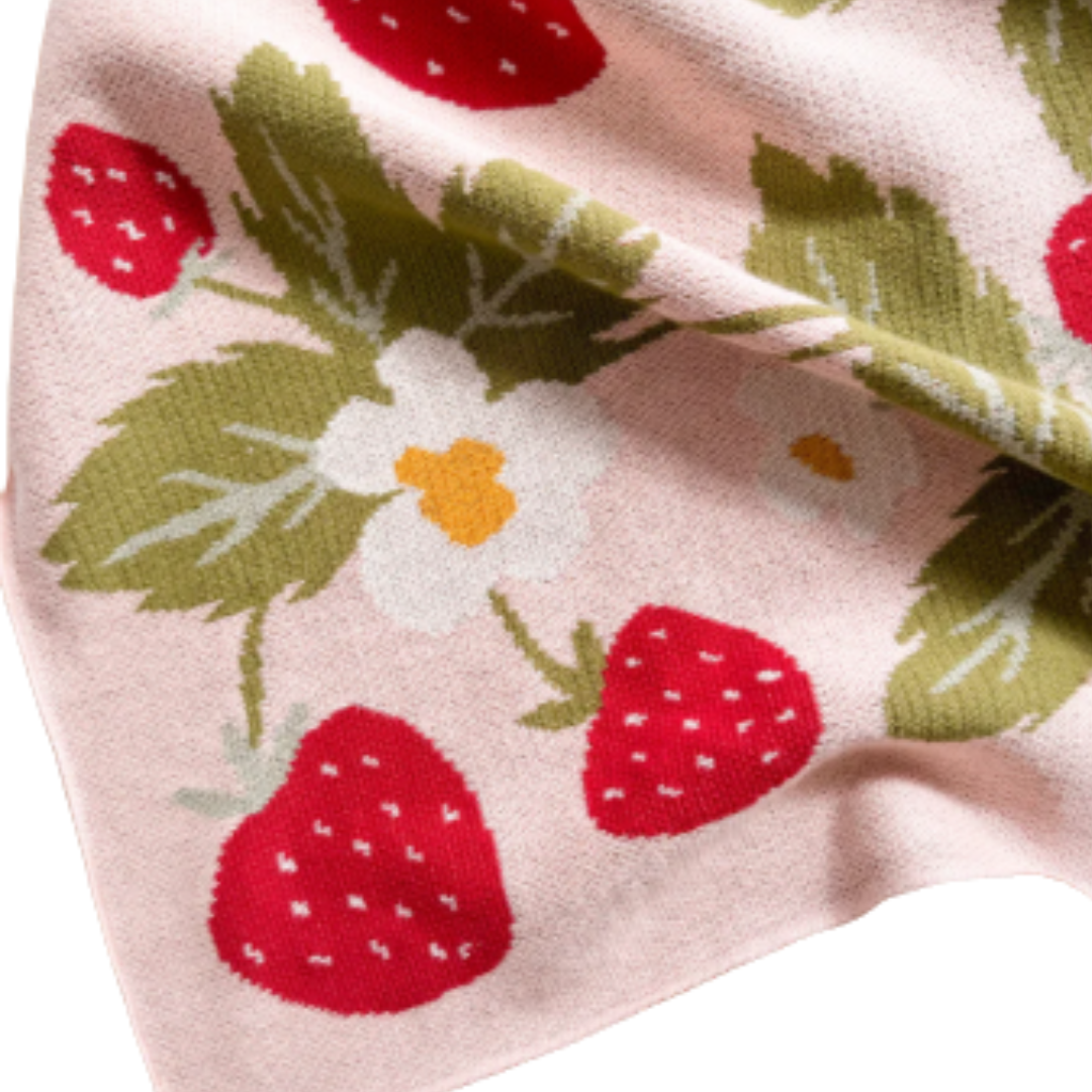 Strawberry Bunny Blanket | Organic Cotton