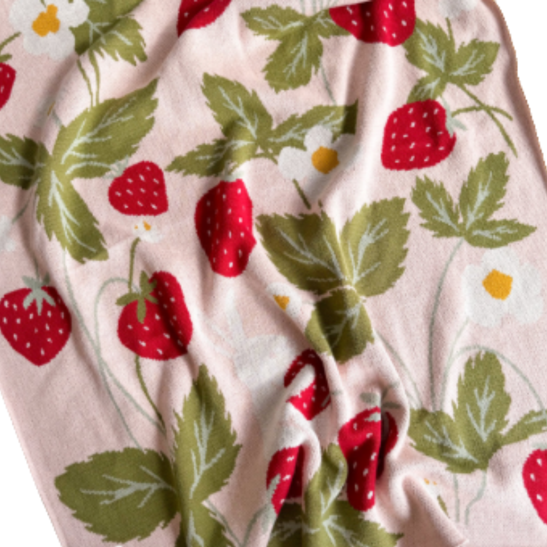 Strawberry Bunny Blanket | Organic Cotton