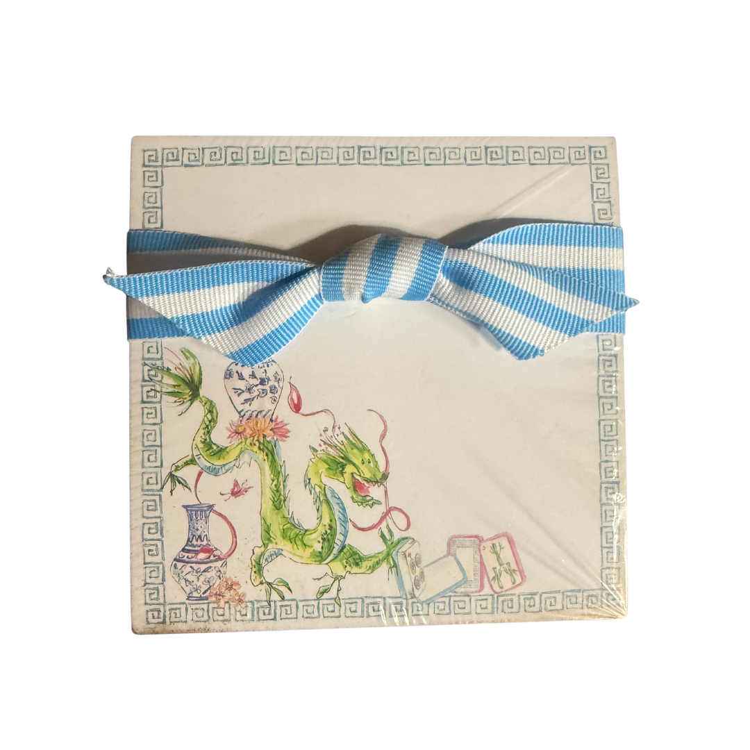 Mini Luxe Notepad Mahjong Blue Dragon Chinoiseries Pots