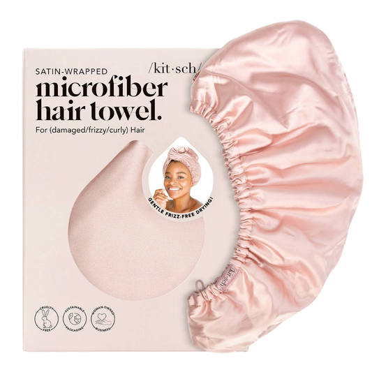 Blush Satin-Wrapped Hair Towel