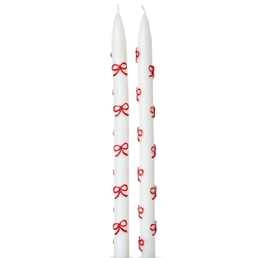 Very Merry Bow Hand Painted Taper