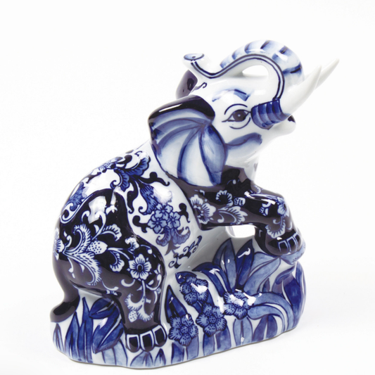 Blue Chinoiserie Decorative Elephant