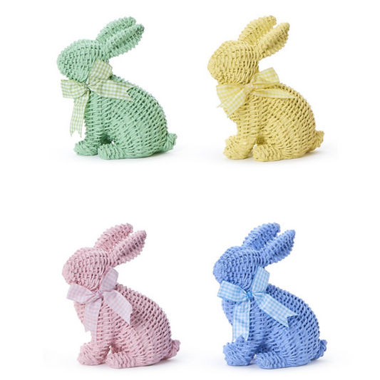 Basket Weave Pattern Easter Bunny with Bow