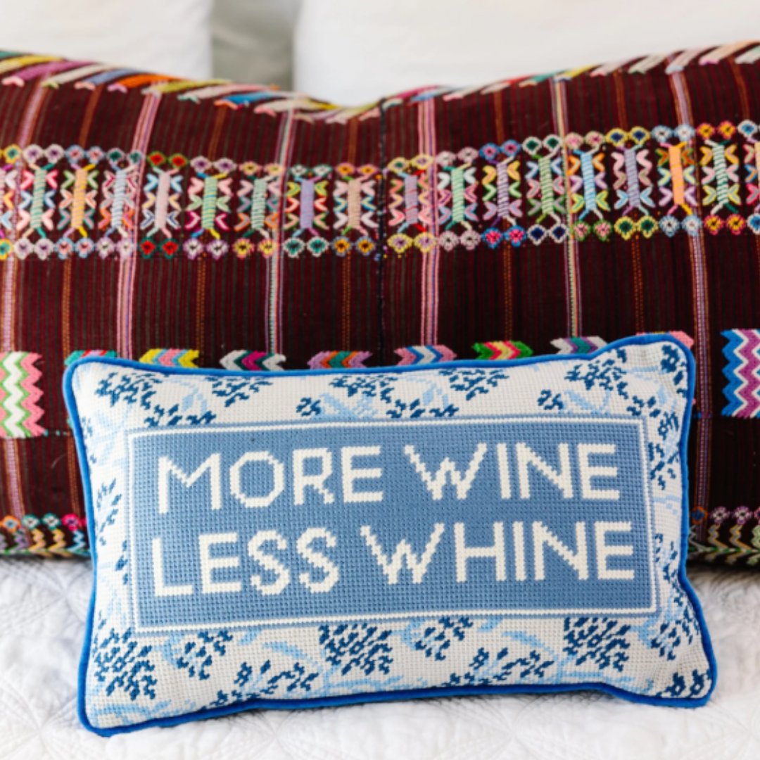 More Wine Needlepoint Pillow