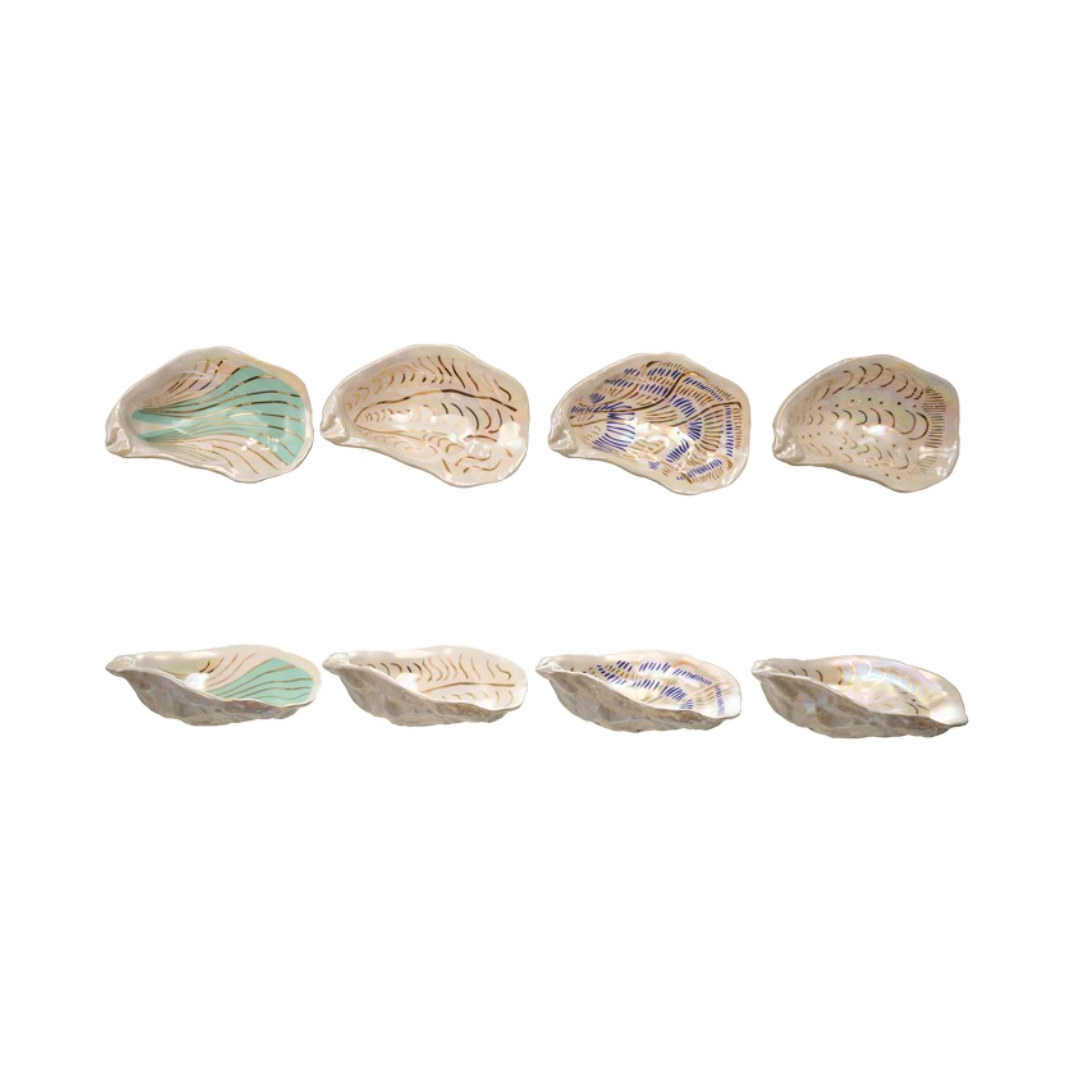 Ceramic Oyster Dish with Gold