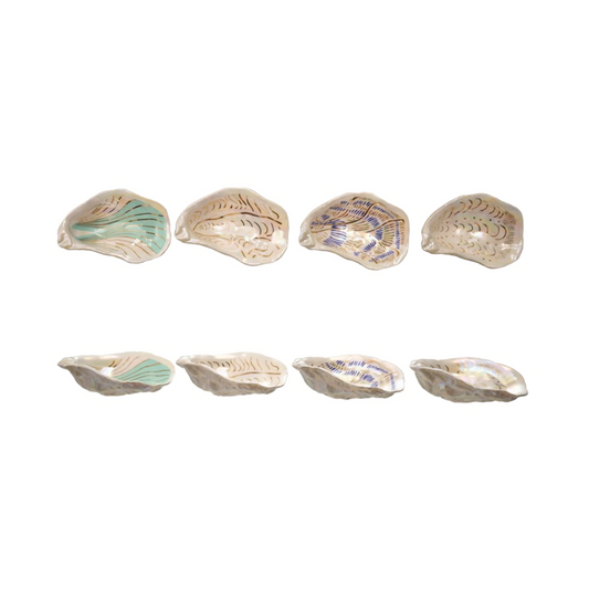 Ceramic Oyster Dish with Gold