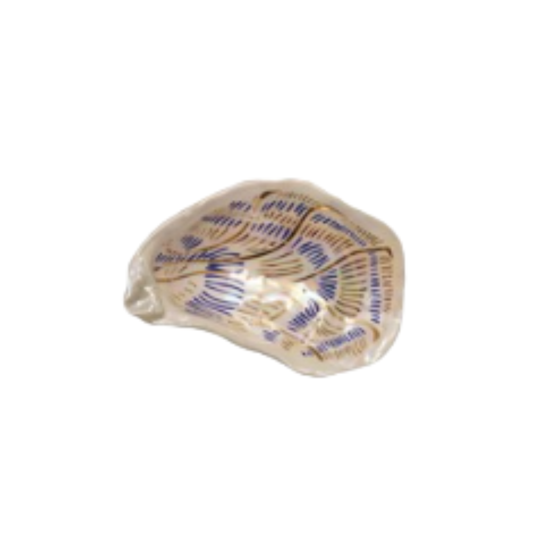 Ceramic Oyster Dish with Gold