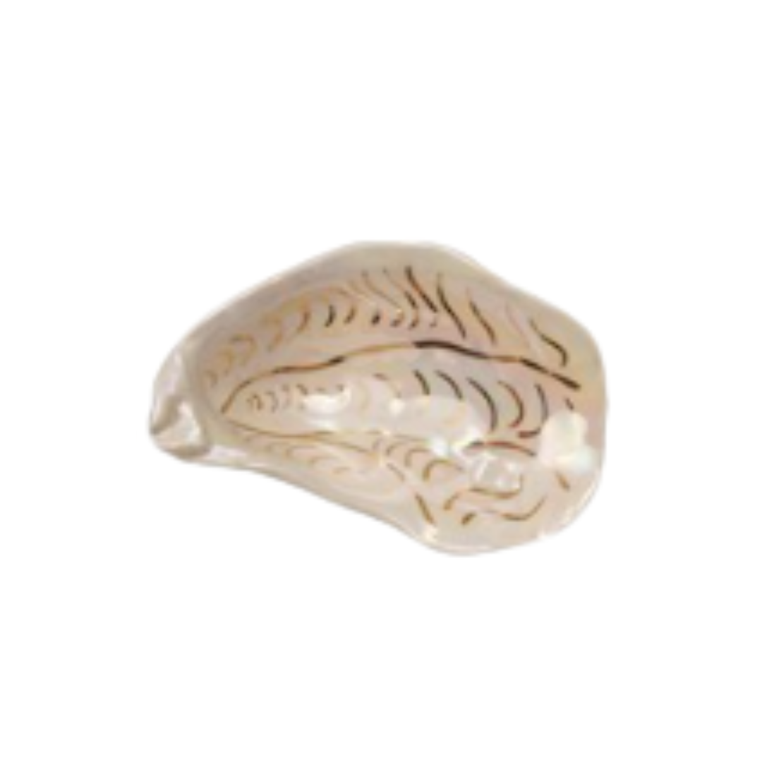 Ceramic Oyster Dish with Gold