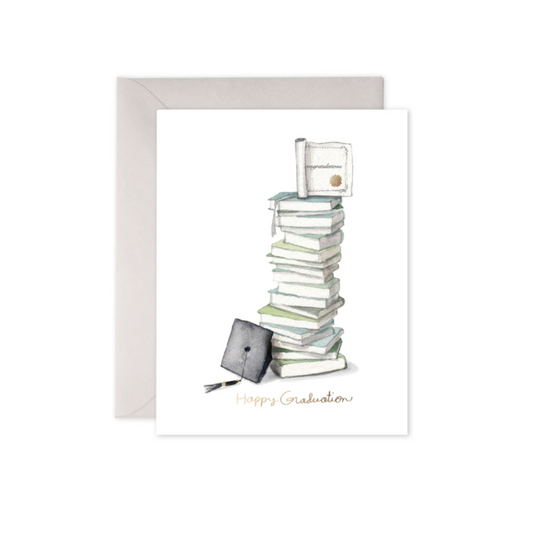 Grad Book Stack Greeting Card