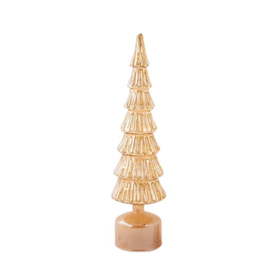 Revolving Lighted Glass Tree, Gold