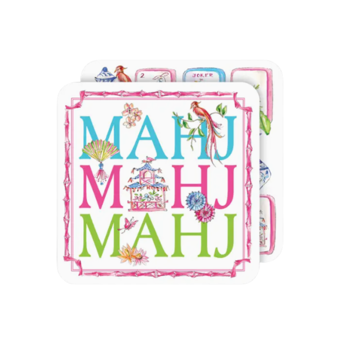 Mahj Mahj Mahj with Mahjong Icons Square Coaster