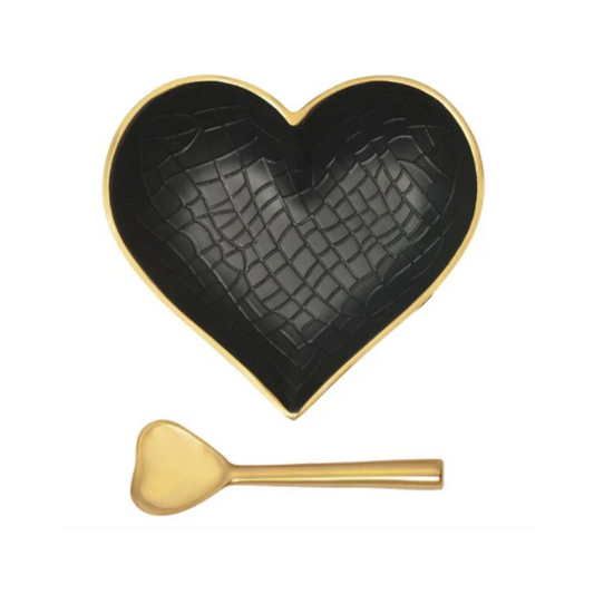 Happy Black and Gold Croco Heart with Spoon