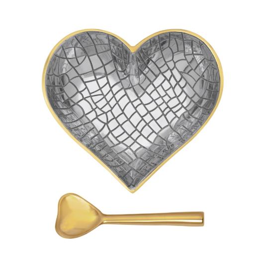 Happy Gold and Silver Croco Heart with Spoon