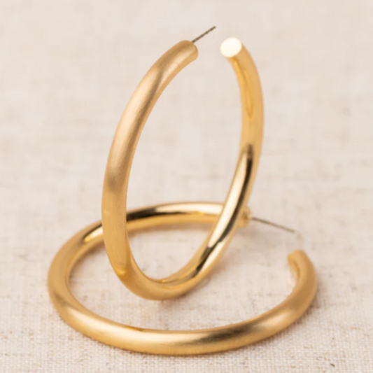 Stella Large Brushed Gold Hoops