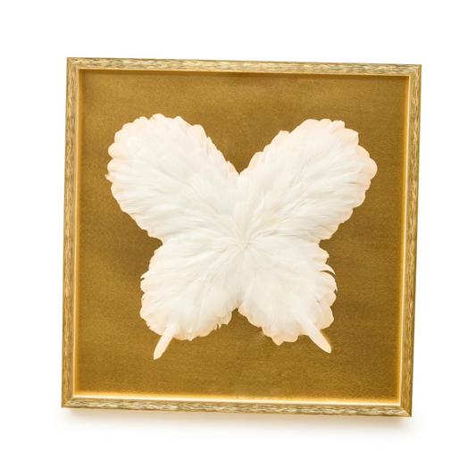 Butterfly in Feathers Shadow Box Wall Art