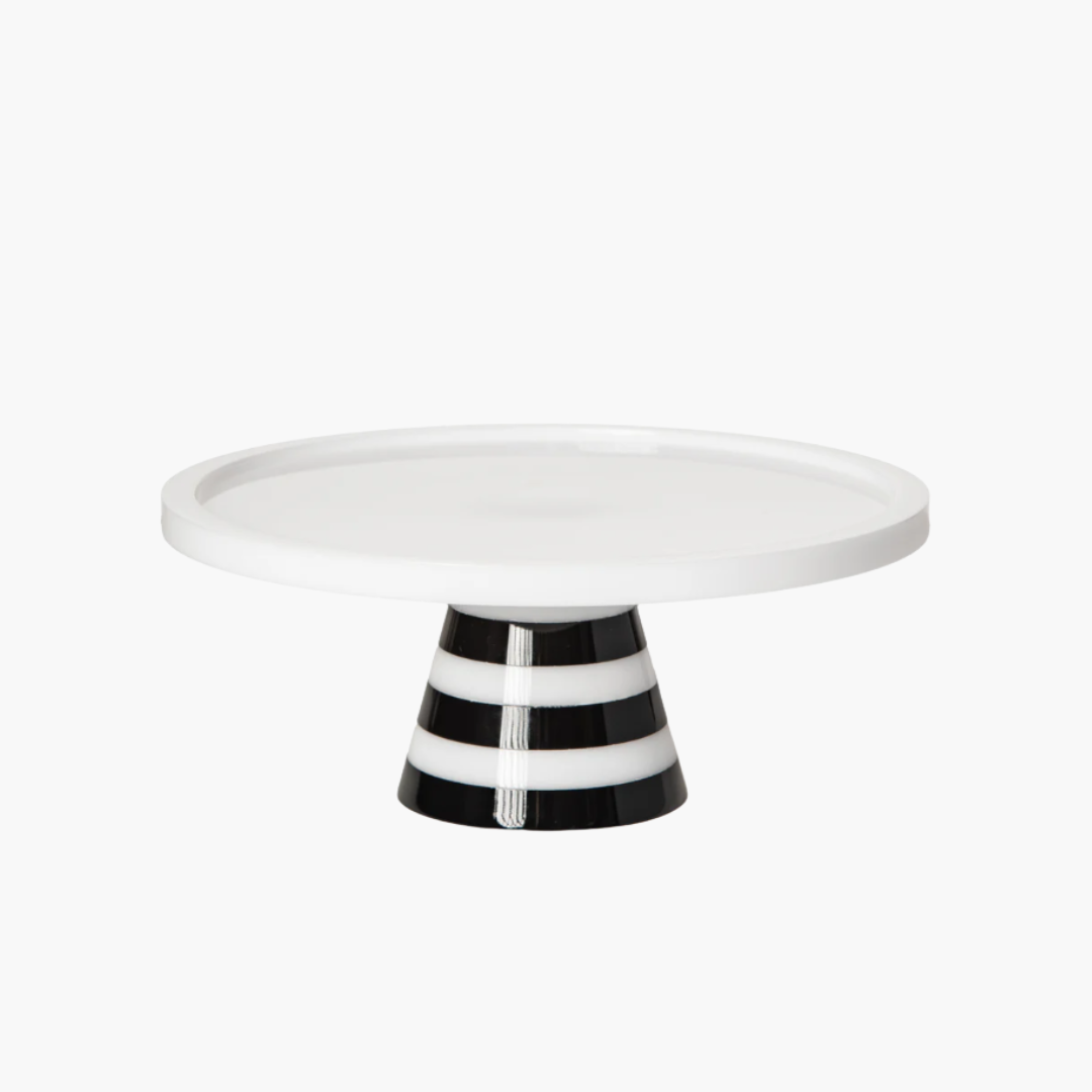 Black and White Stripe Pedestal Server - Small