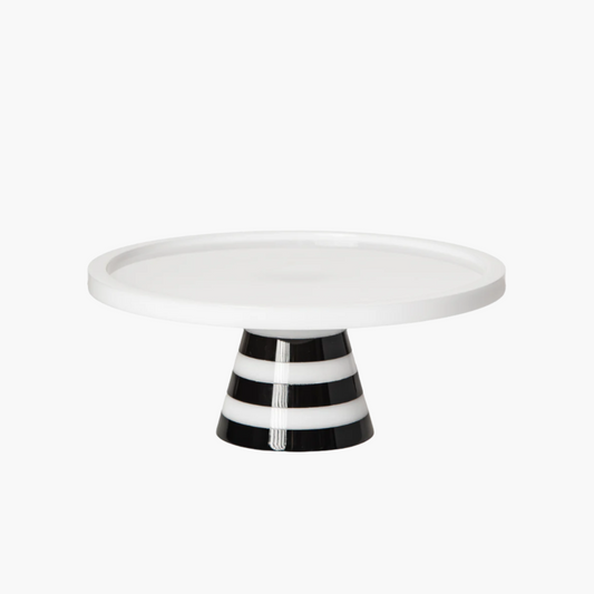 Black and White Stripe Pedestal Server - Small