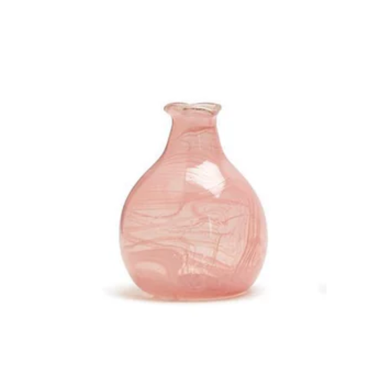 Pink Decorative Bottle / Vase with White Swirl
