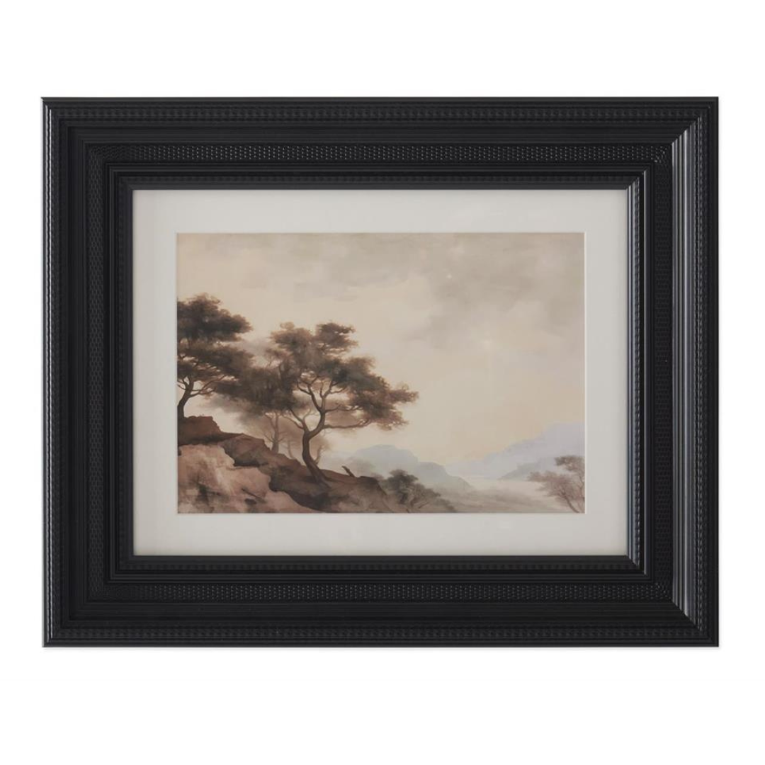 21 Inch Black Ornate Framed Watercolor Land