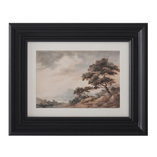 21 Inch Black Ornate Framed Watercolor Land