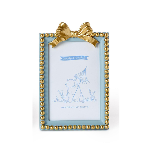 Blue and Gold Bow Photo Frames
