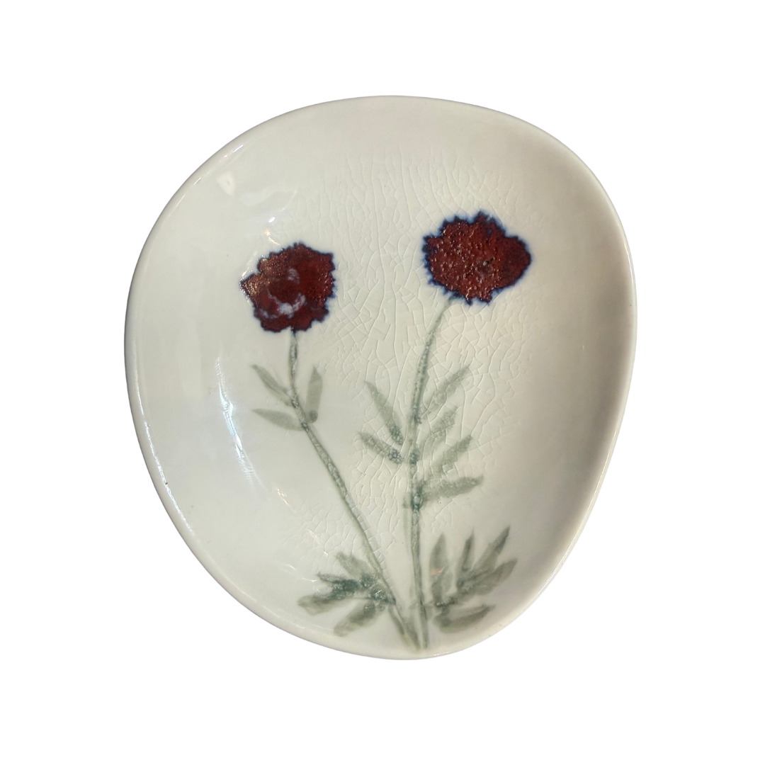 Artisanal Tidbit Dish with Imprinted Botanical Design