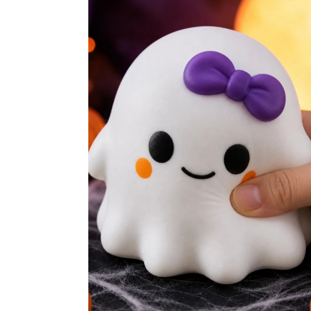 Friendly Ghost with Bow Squishy Toy