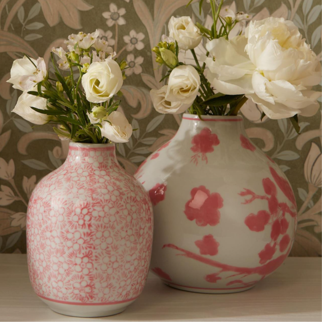 Pink Chinoiserie Hand-Painted Vase