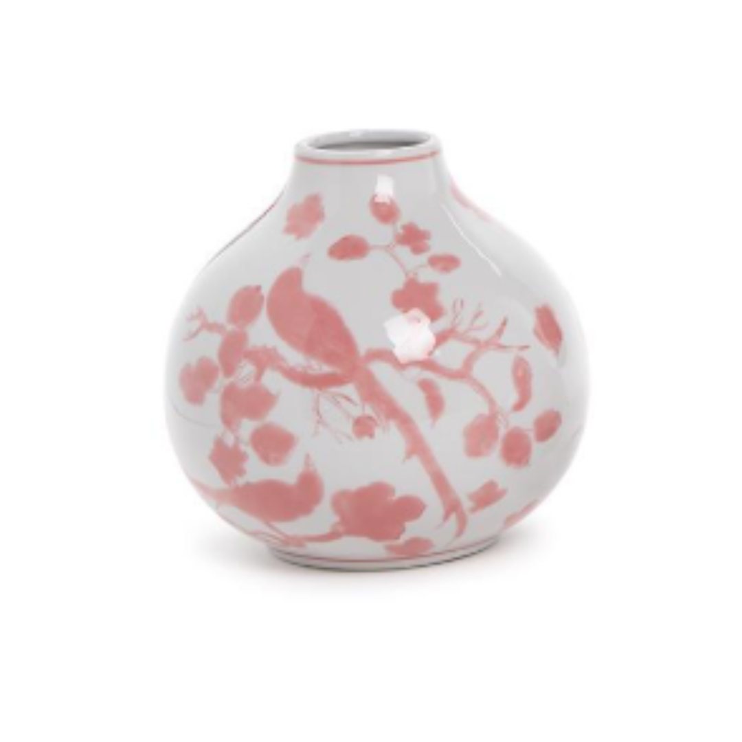 Pink Chinoiserie Hand-Painted Vase