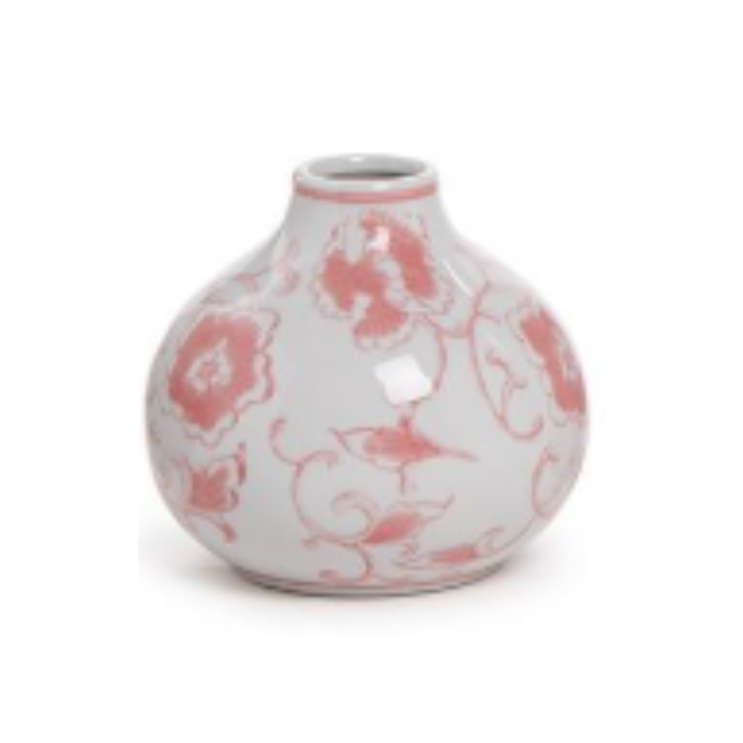 Pink Chinoiserie Hand-Painted Vase