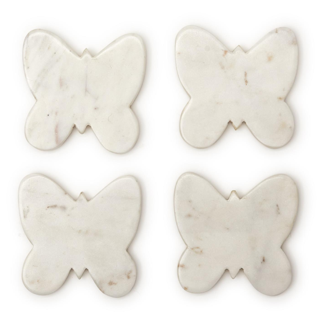 Set of 4 Butterfly Marble Coasters