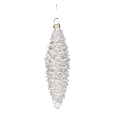 Frosted Pinnacle Pine Cone Glass Ornament, Small